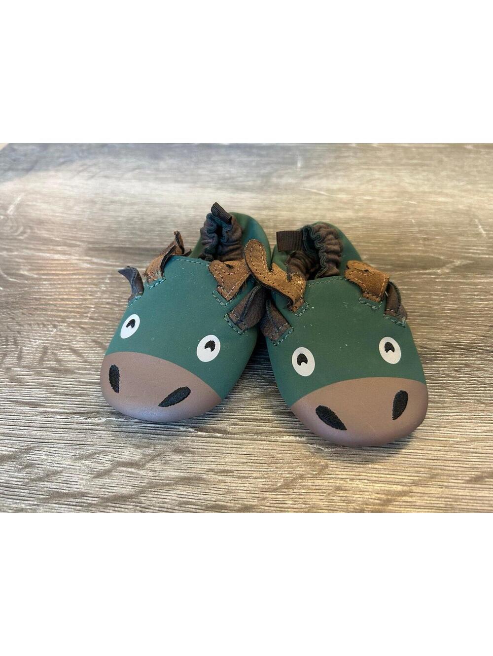 Wonder Nation Deer/Moose Soft Sole Baby Shoes Size 5 Toddler Forest Green